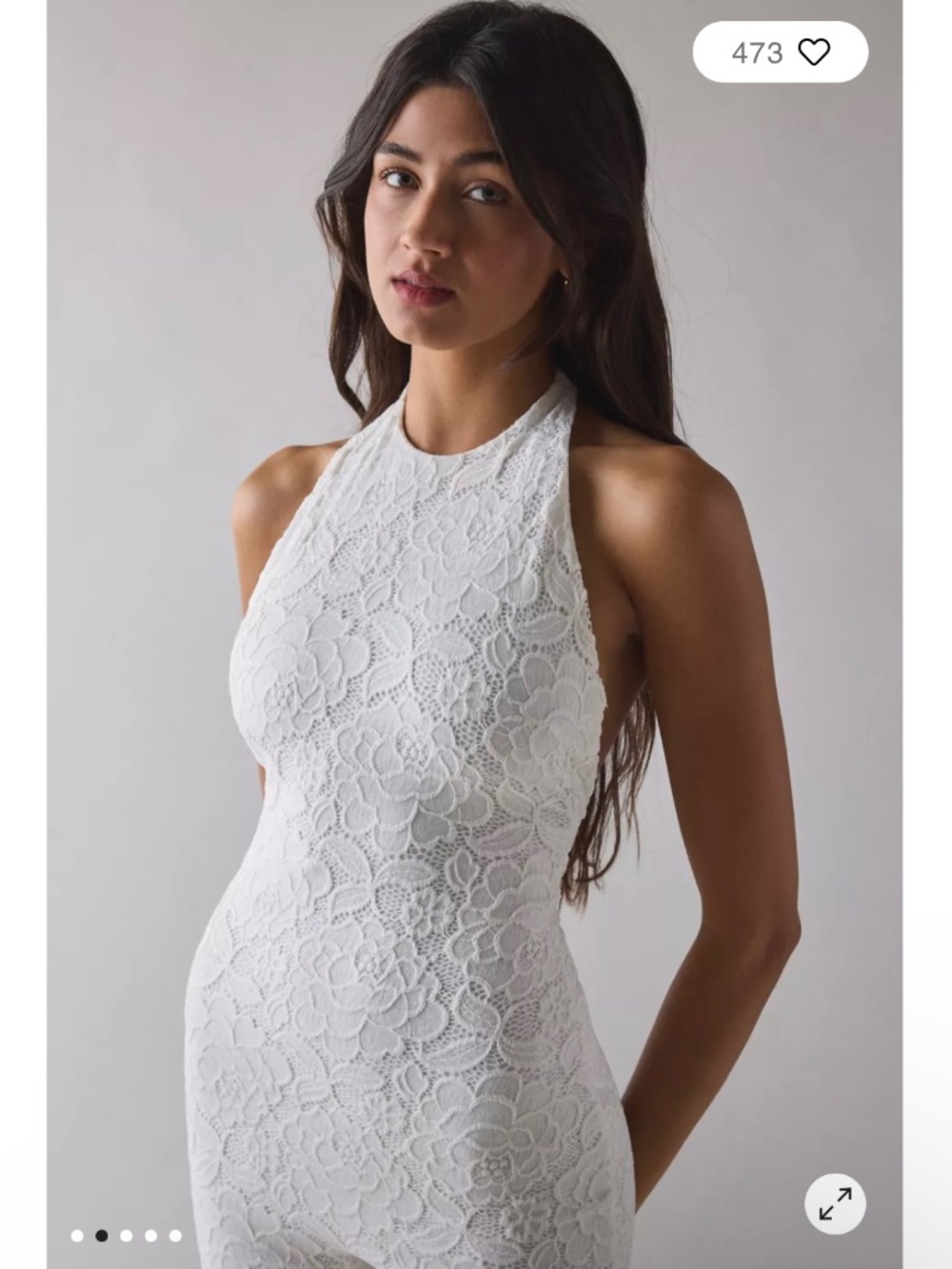 AFRM Lucia Crochet Lace Backless Halter Catsuit